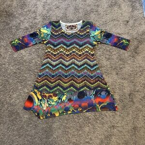 Amma Design Art To Wear LA‎ Womens Artsy Long Sleeve Tunic Top Dress Size Large